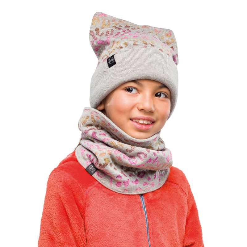 Вязаный шарф-труба с флисом детский Buff Neckwarmer Knitted Polar Alisa Melange Grey Фото 2