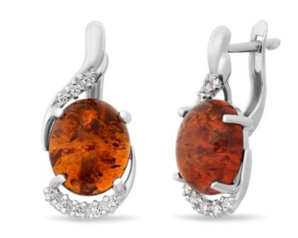 Серьги из серебра с янтарем