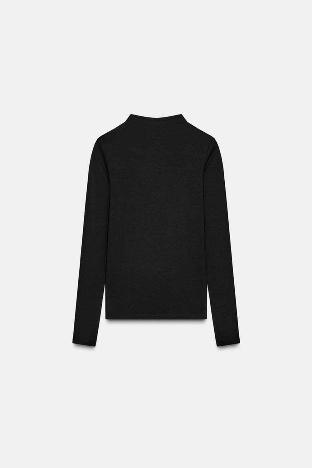 ZARA ФУТБОЛКА С ВЫСОКИМ ВОРОТНИКОМ, ЧЕРНЫЙ