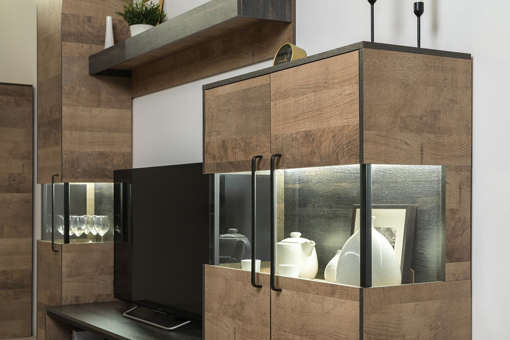 Комод Трувор с витриной 13.306 Дуб Гранж Песочный, Интра