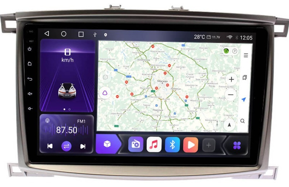 Магнитола для Toyota Land Cruiser 100, Lexus LX470 2002-2007 (экран климата снизу) - Carmedia OL-1698 QLed, Android 12, TS10, CarPlay, 4G SIM-слот