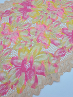 Кружево эластичное жёлтый/розовый К627