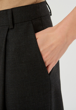 Брюки свободного кроя из смесовой шерсти темно-серые