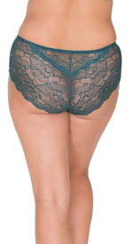 Кружевные трусики-слипы средней посадки (Размер: XL) (Цвет: изумрудный)