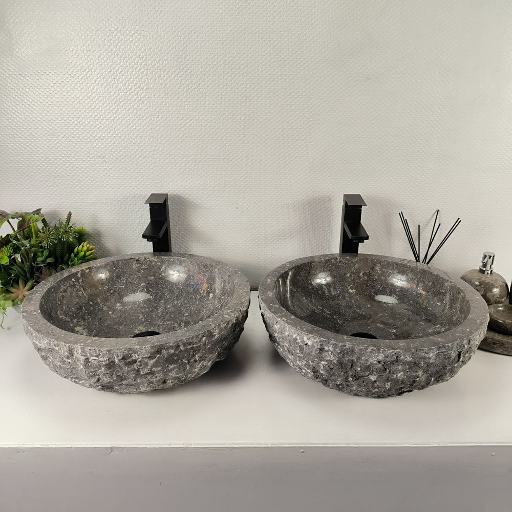 Раковина из мрамора ПАРА! Erozy Grey EM-64531 46*46*15 0186