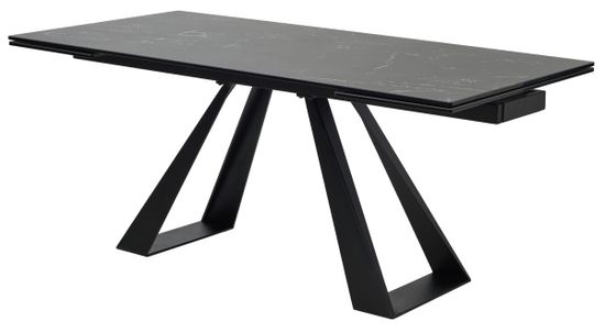 Стол FONDI 180 MARBLES NERO KL-116 Черный мрамор матовый, итальянская керамика/ черный каркас