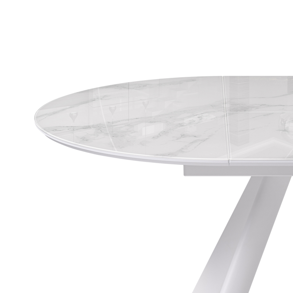 Стол стеклянный Woodville Галвестон 100х76 белый мрамор, белый