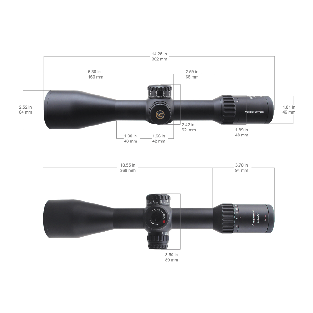 Оптический прицел Vector Optics Continental X6 4-24x56 Ranging FFP, 34мм, сетка VEC-MBR MIL (SCFF-39)