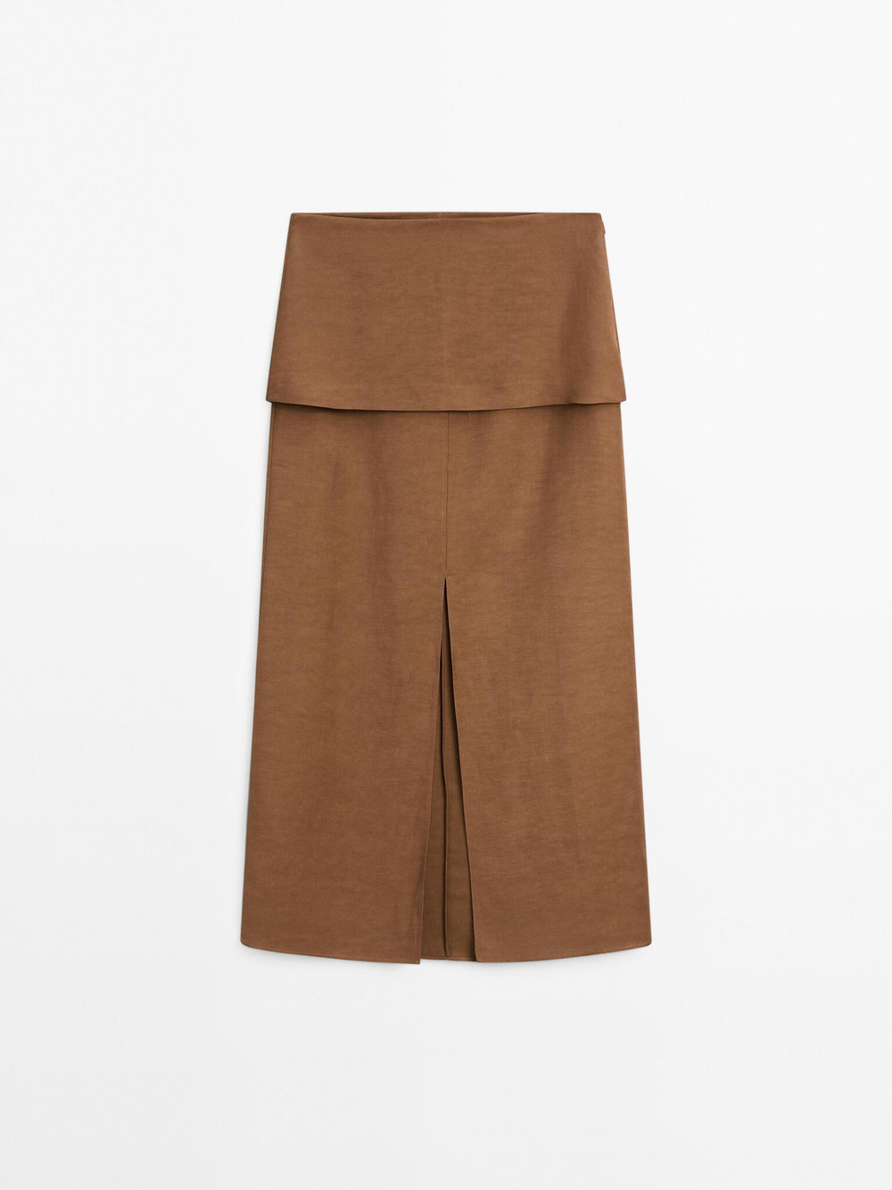 Massimo Dutti Короткая юбка из струящейся ткани с корсетным поясом, горчичный