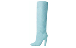 Bottega Veneta Canalazzo Leather Woven Knee High Boots 10cm Women"s Light Blue