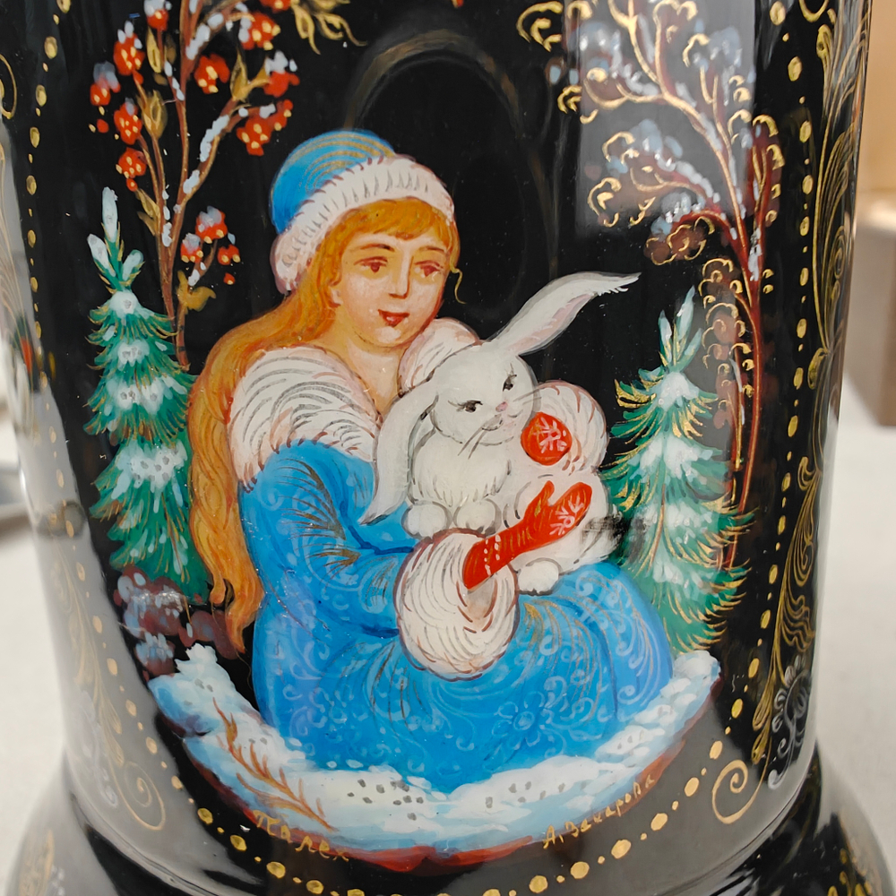 Чайный набор подстаканников "Русские сказки" (ручная роспись Палех) №18