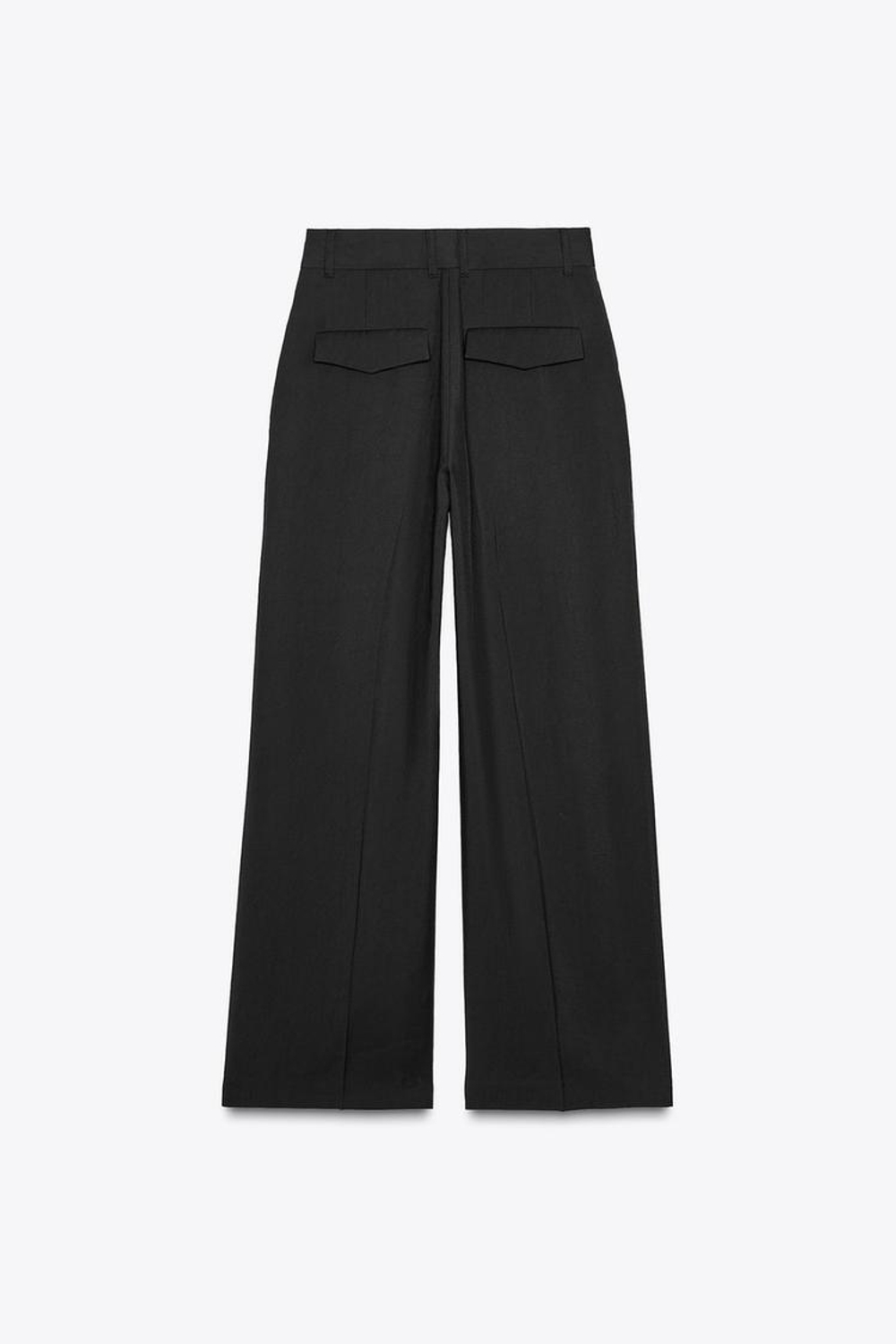 ZARA БРЮКИ С ДВУМЯ СКЛАДКАМИ И КЛАПАНАМИ, ЧЕРНЫЙ