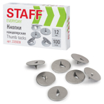 Кнопки канцелярские STAFF "EVERYDAY" 12 мм х 100 шт. Россия в картонной коробке (28 штук в упаковке)