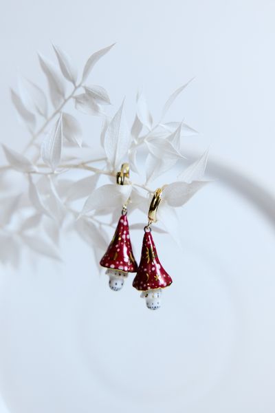Серьги из фарфора «Мухоморы», Беларусь