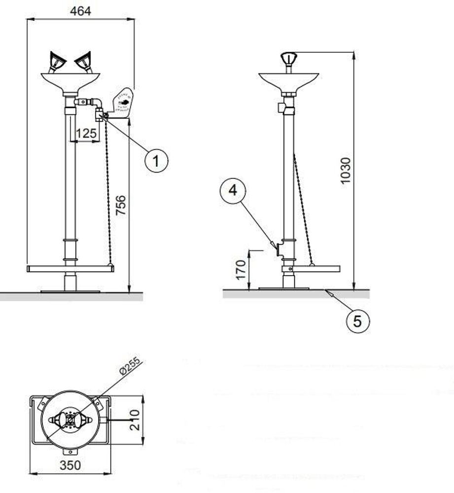 Аварийный фонтан напольный нерж. сталь BOCCHISF SC380X матовый