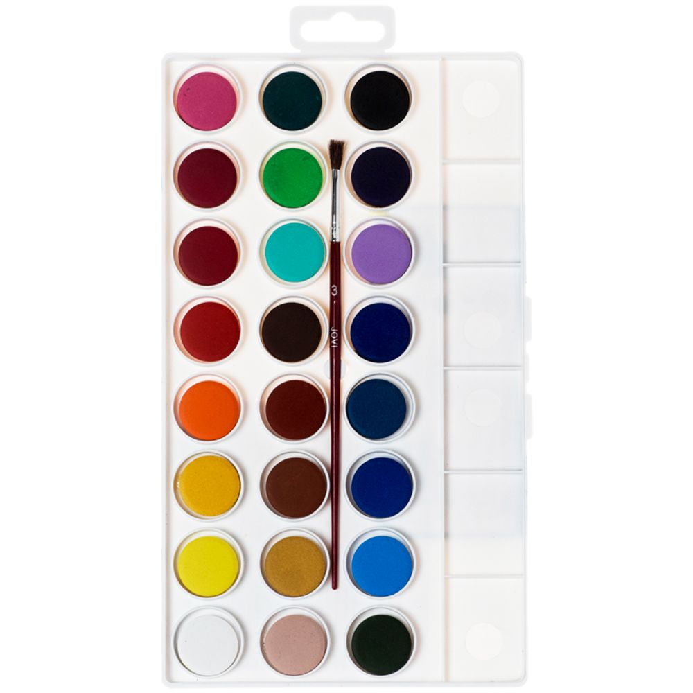 Акварель JOVI, 24 цвета, малые кюветы, с кистью, с палитрой, пластик, европодвес