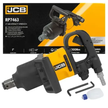 Пневмогайковерт ударный с коротким валом,реверсом и регулировкой усилия 1''(2000/2200Hм, 6000 об/мин,6.3bar,320 л/мин,8.4кг) JCB JCB-RP7463
