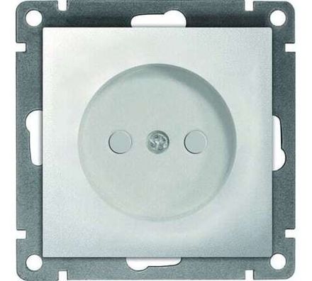 Розетка одноместная "UNIVersal" серия "Афина" б/з, с/у, з/ш, 16А, 220В, серебро (еврослот) (HU2311)