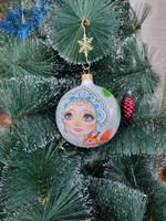 Шар стеклянный "снегурочка" ручная роспись