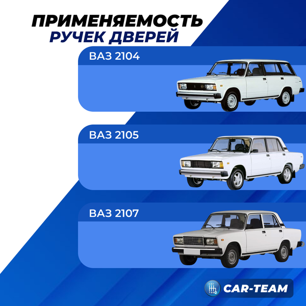 Наружные ручки дверей ВАЗ 2104, 2105, 2107 черные, (лев., прав.), 2шт