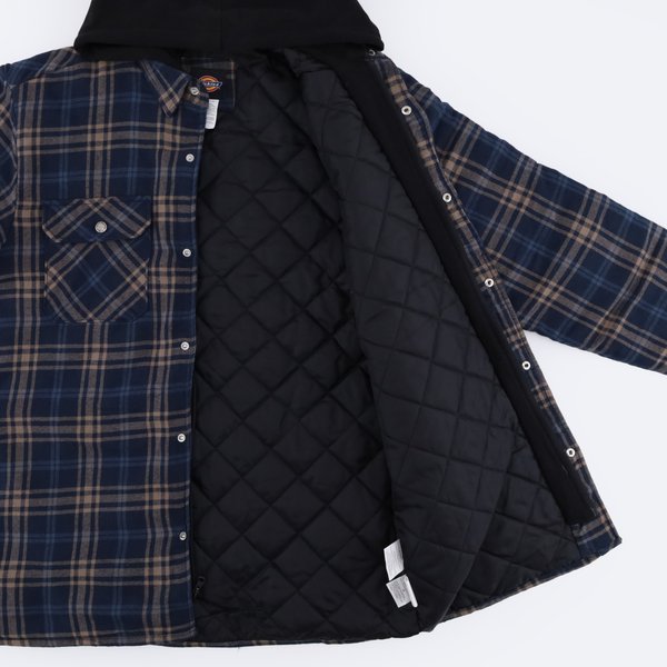 Куртка Dickies Flannel Hooded Shirt Jacket (dark navy/mushroom plaid) артикул: - купить в магазине Дайс