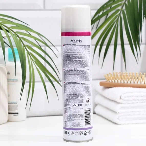 Лак для волос сильной фиксации «Olivia» с экстрактом родиолы розовой, 250 мл