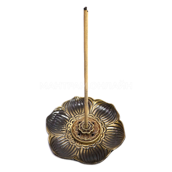 Подставка под благовония Лотос 6 лепестков, цвет бронзовый, металл силумин