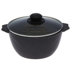 Кастрюля алюминий, антиприг, 4 л, с крыш, крышка стекло, кругл, Мечта, Гранит black, 44802, чер