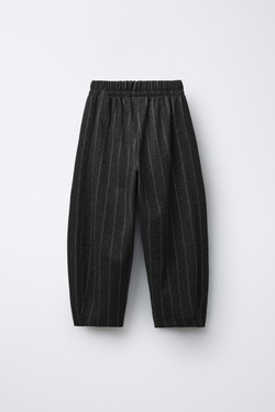 ZARA БРЮКИ BARREL В ПОЛОСКУ ИЗ ТКАНИ «ПУНТО-РОМА», АНТРАЦИТОВО-СЕРЫЙ