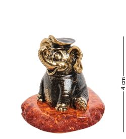 Народные промыслы AM-1293 Фигурка «Слон Морячок» (латунь, янтарь)