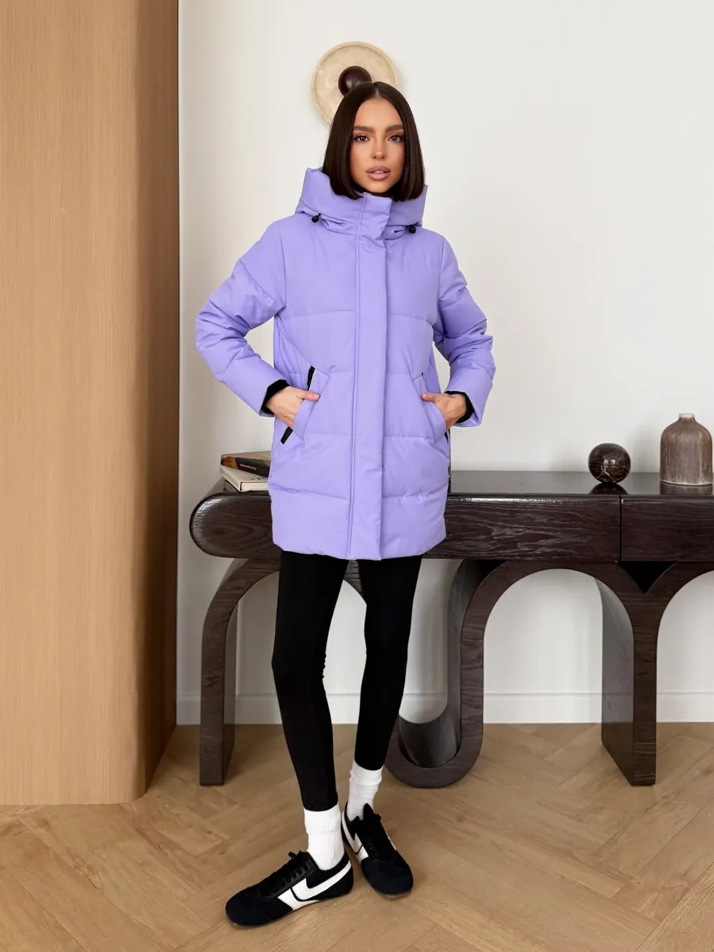 Куртка весенняя удлиненная с капюшоном