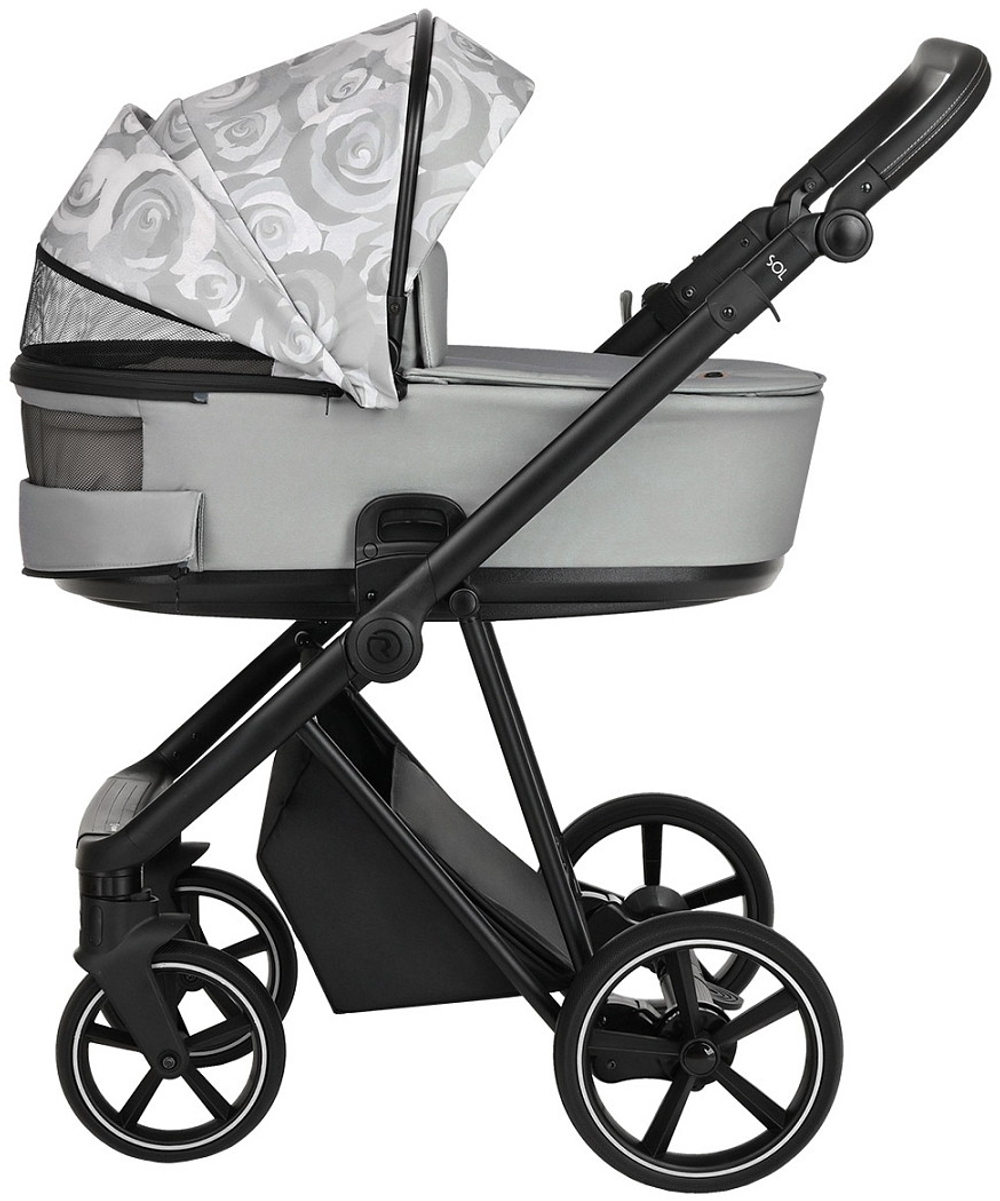 Детская коляска Roan Sol Flowers 3 в 1 с автокреслом Pituso Baesa Pro Black RSF/5002 Gray/Black