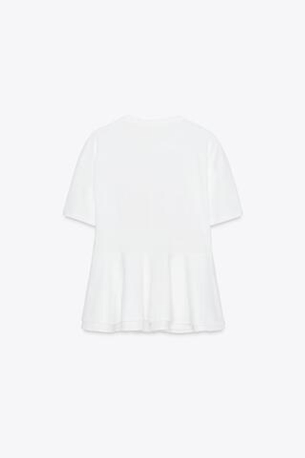 ZARA ФУТБОЛКА С БАСКОЙ, БЕЛЫЙ