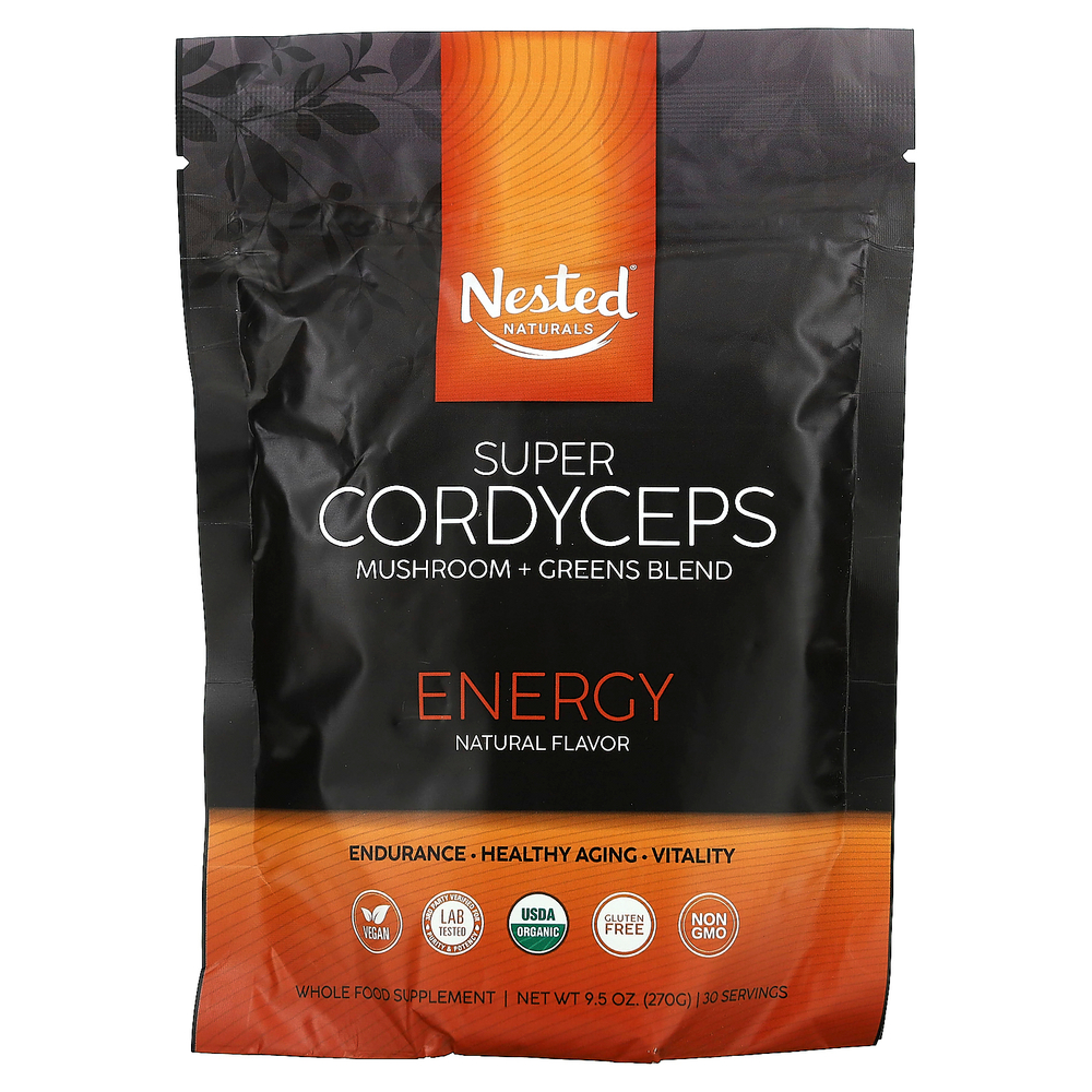 Nested Naturals, Super Cordyceps, смесь грибов и зелени, энергия, 270 г (9,5 унции)