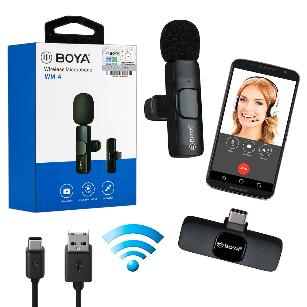 Беспроводной петличный микрофон BOYA WM-2 Type-C (черный)