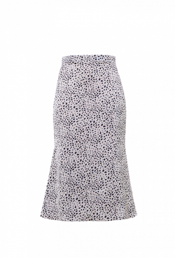 Юбка шёлковая годе серая с черным рисунком 02-03-22 SS