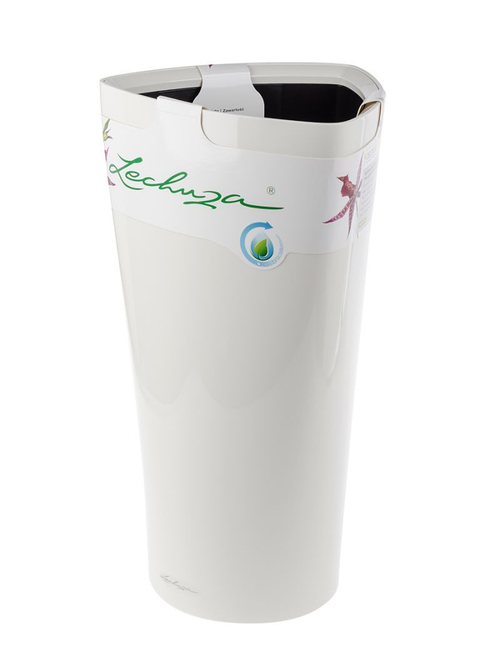 Кашпо Lechuza "Delta Complete white high gloss" (пластик), D40xH75 см