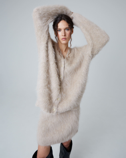 Юбка мини из альпака светло-бежевый