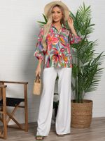 Блуза Ветерок (фисташка/цветы) Б15927-16М LT Collection