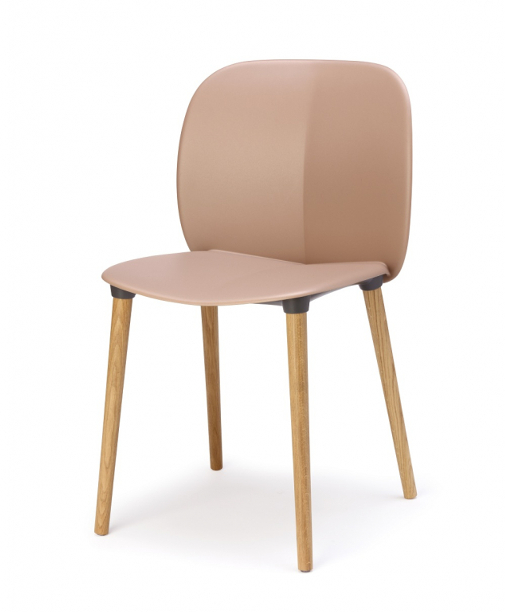 Стул пластиковый Scab Design Natural Mentha Go Green, натуральный дуб, карамельный