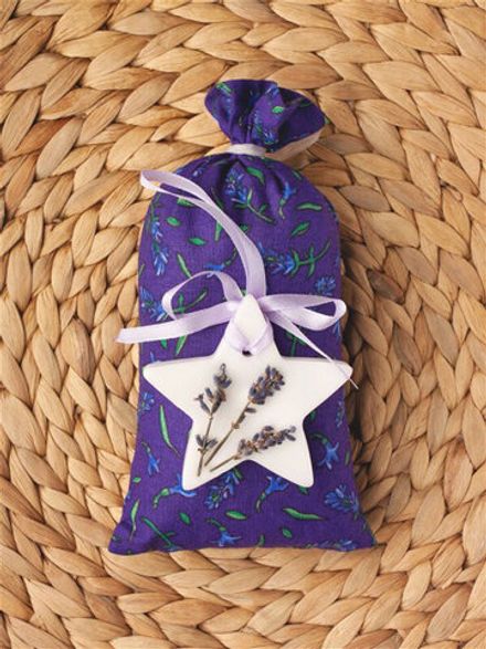 Набор с лавандой: мешочек-подушка (20*10 см) и флорентийское саше "Звезда"