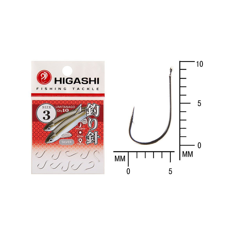 Крючок одинарный HIGASHI Umitanago ringed #1 Silver