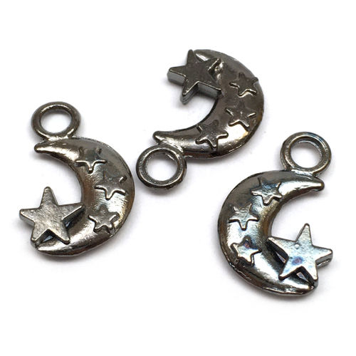 Подвеска "Луна и звезды" 20х13 мм, под черный металл