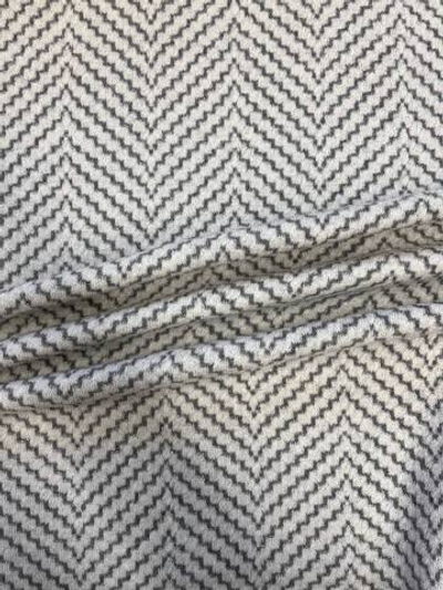 Трикотаж шерсть с люрексом double face серый/серо-белый зигзаг
