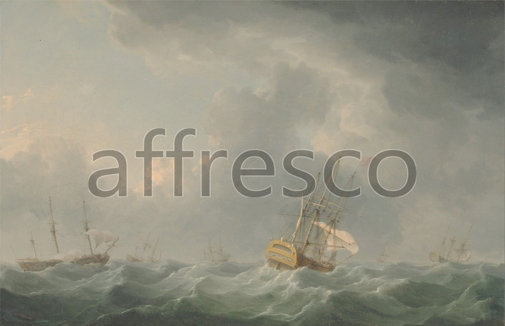 Фреска Charles Brooking, English Ships Under Sail in a Very Light Breeze