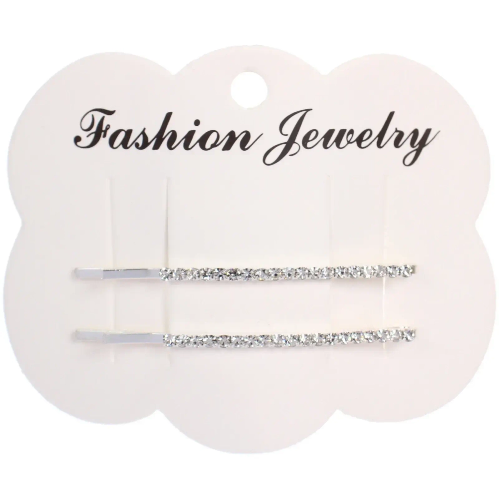 Невидимки для волос 2шт «Кристалы Агоры», классика, цвет серебро, 6см (блистер и пакет с подвесом)