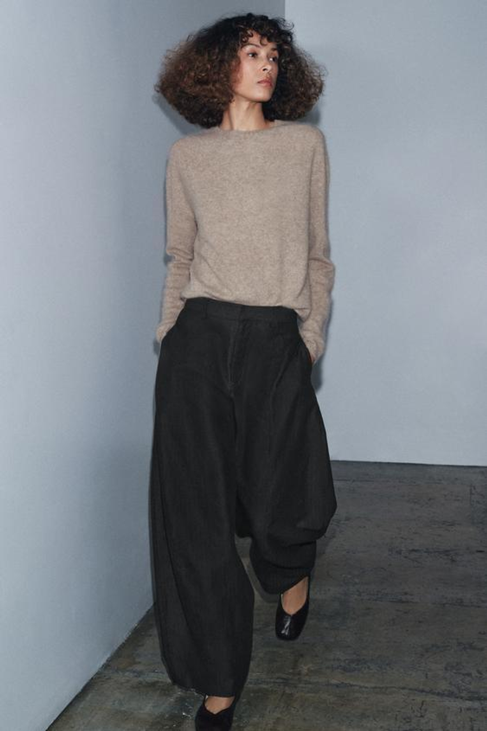 ZARA БРЮКИ В ПОЛОСКУ — ZW COLLECTION, СЕРЫЙ МЕЛАНЖ