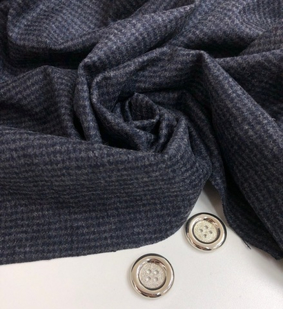 Костюмная шерсть принт гусинная лапка, серый/черный AVI#124