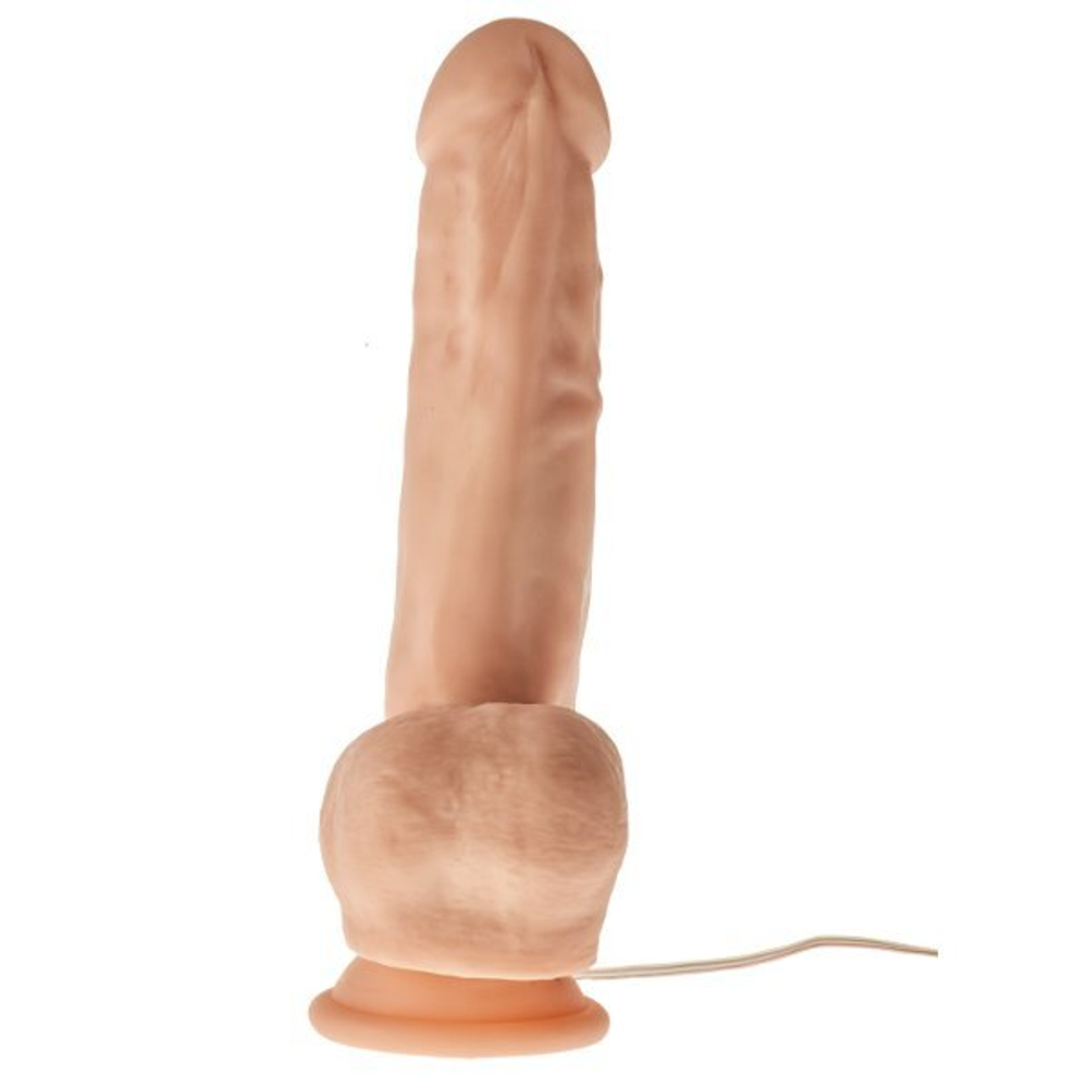 Телесный вибратор-реалистик с проводным пультом Playful Prince - 21 см. (Цвет: телесный)