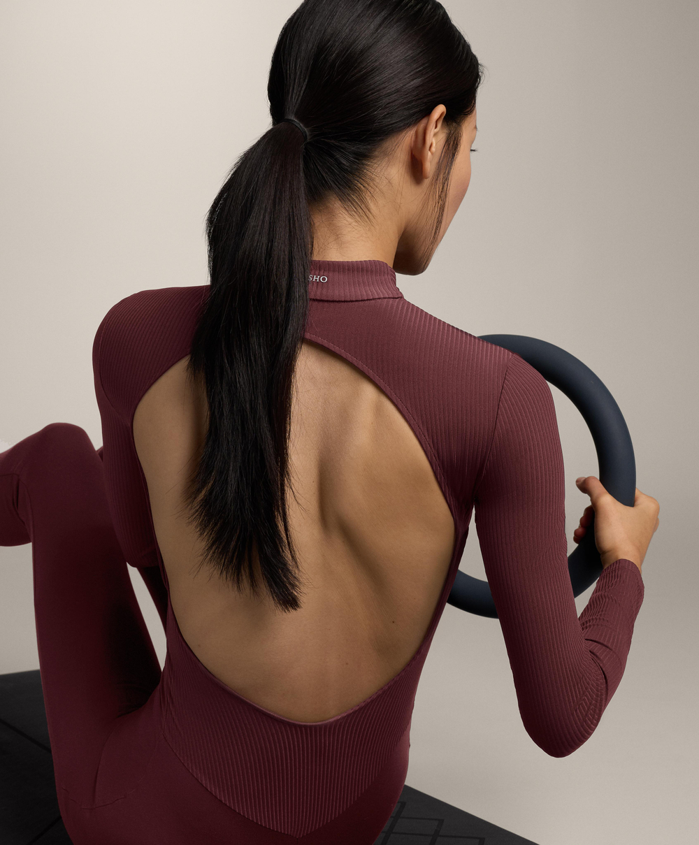 Oysho Комбинезон Comfortlux с длинными рукавами, бордовый